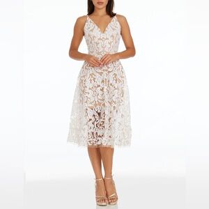 NWT Dress the Population Blair Dress in White Nude size S